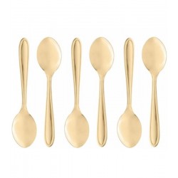 Jogo 6 Colheres De Chá 13cm Aço Inox Gastro Dourado